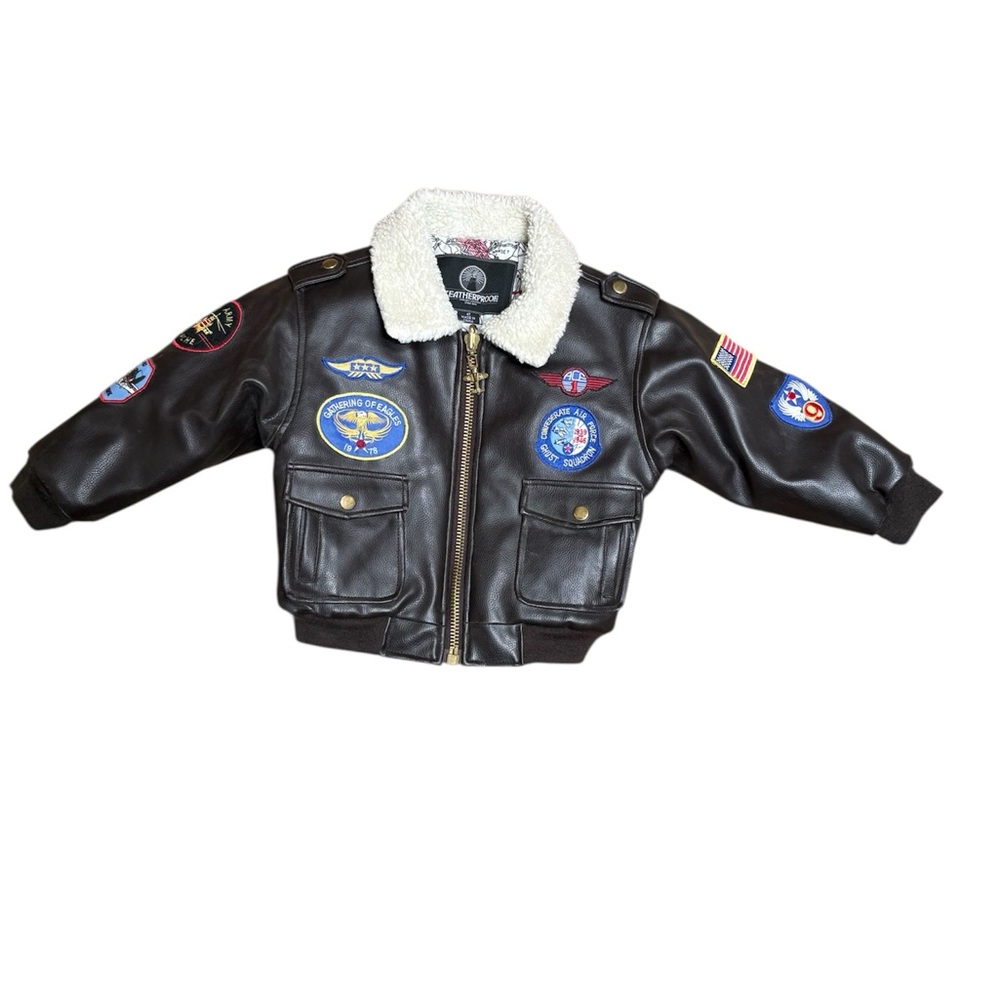 Weatherproof Brown Bomber Jacket with Shearling Collar